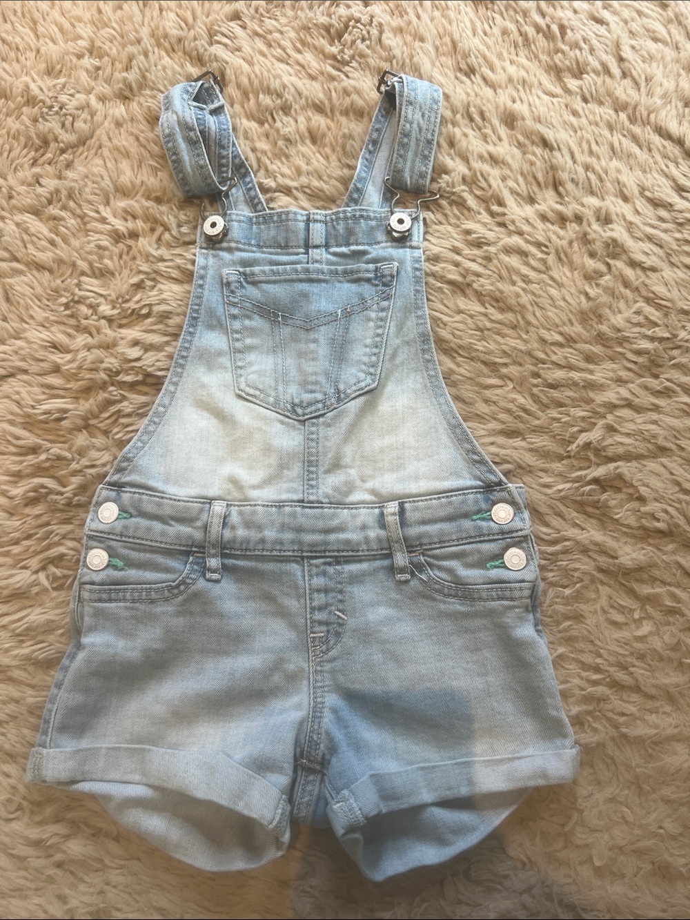 abercrombie kids light blue denim short overalls